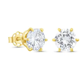 14 Carat Gold Earrings In a 7mm White Zircon Inlay