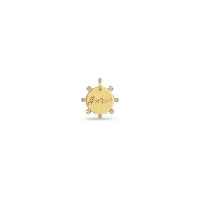 14k Single Small Amore Disc with Prong Diamonds Charm