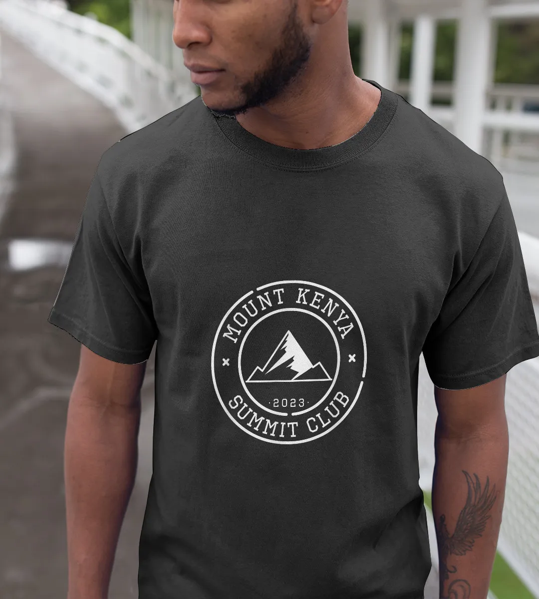 1sttheworld T-Shirt - Climbed Mount Kenya Summit Club 2023 Hike T-Shirt Black A35