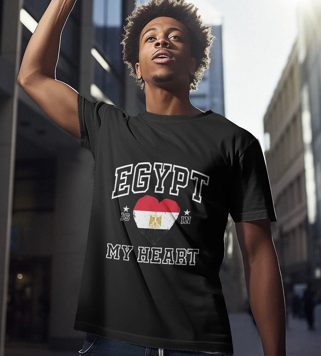 1sttheworld T-Shirt - Egypt Is In My Heart Proud Flag Athletic Souvenir T-Shirt Black A35