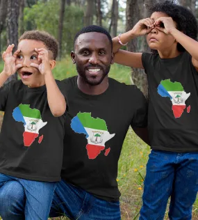 1sttheworld T-Shirt - Equatorial Guinea Flag Africa Map T-Shirt Black A35