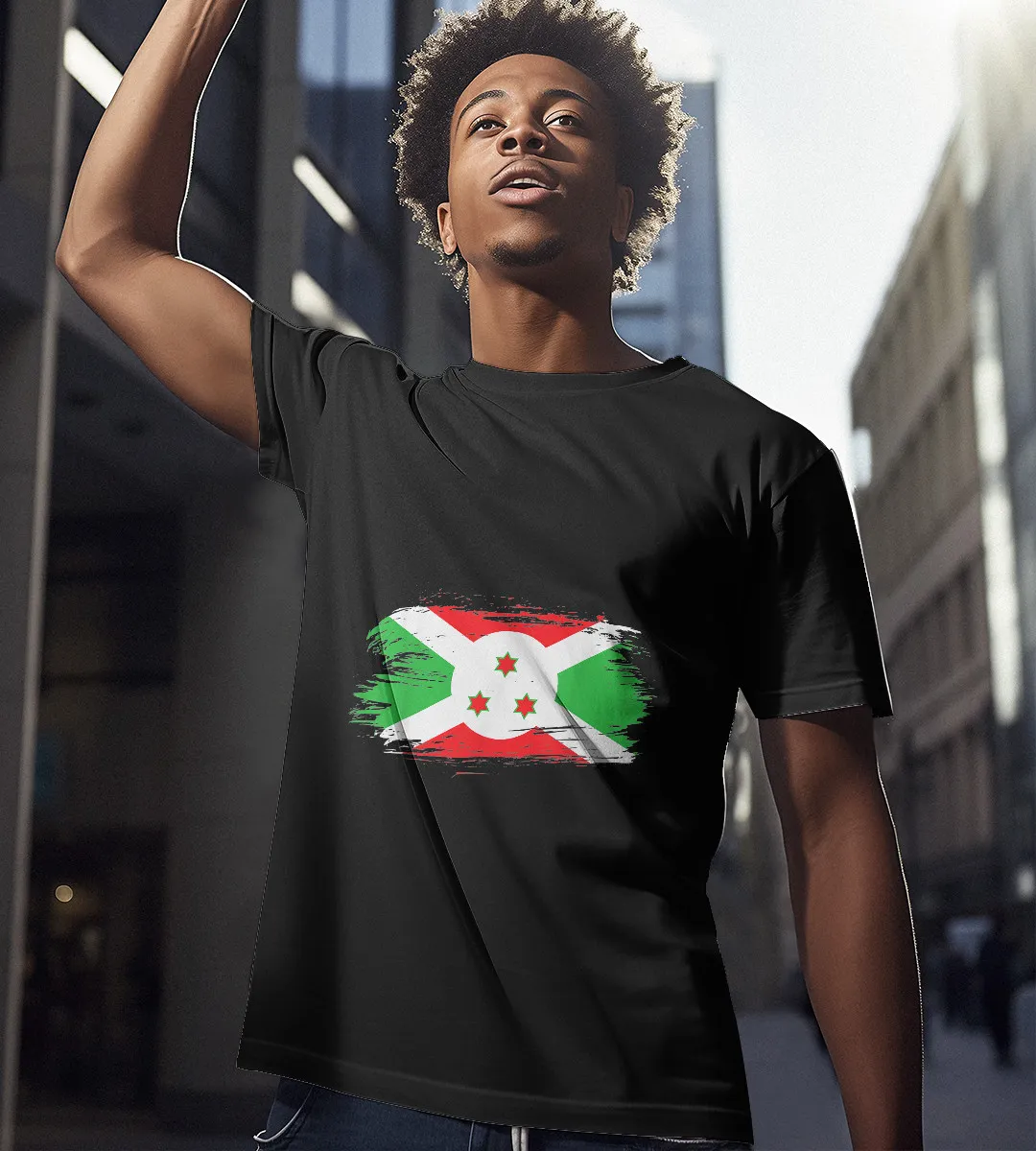 1sttheworld T-Shirt - Flag Symbol  I love Burundi T-Shirt Black A35