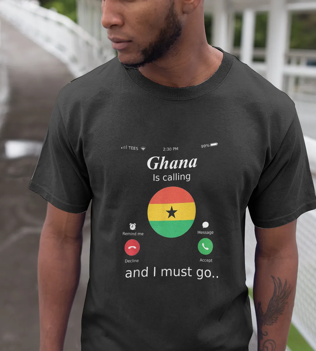 1sttheworld T-Shirt - Ghana Is Calling and I Must Go T-Shirt Black A35