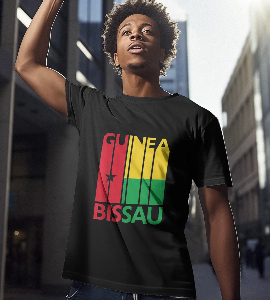 1sttheworld T-Shirt - Guinea Bissau Flag Vintage T-Shirt Black A35