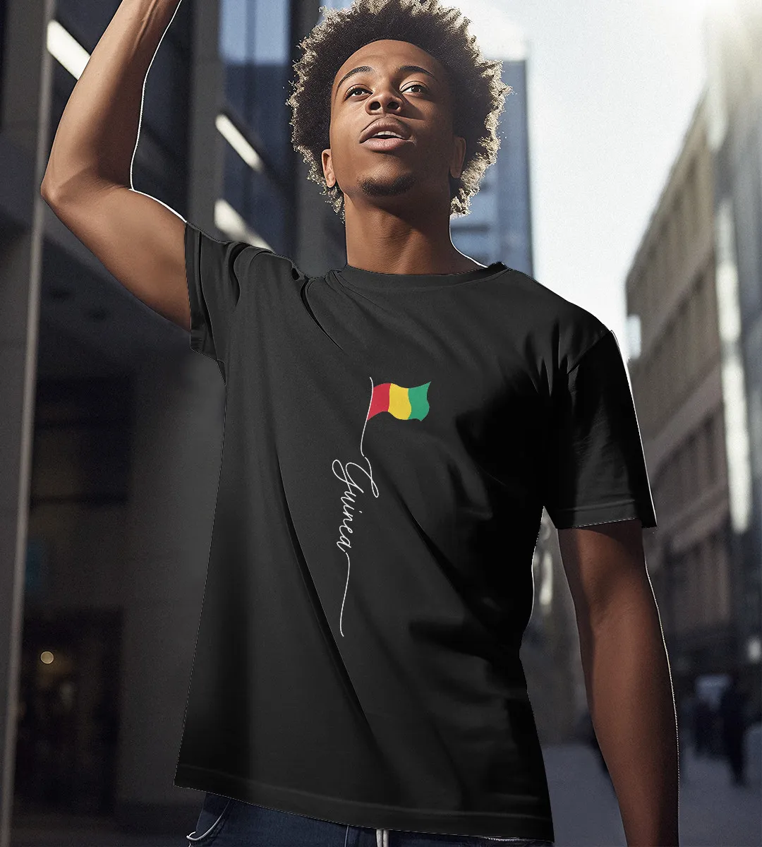 1sttheworld T-Shirt - Guinean Patriotic Flag T-Shirt Black A35