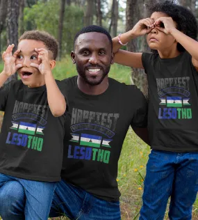 1sttheworld T-Shirt - Happiest When Im In Lesotho T-Shirt Black A35