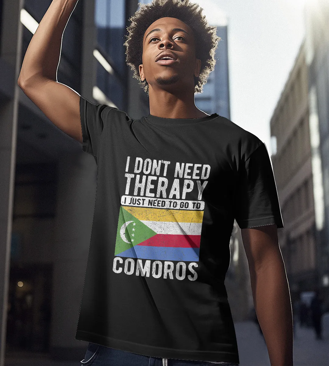 1sttheworld T-Shirt - I Don't Need Therapy I Just Need To Go To Comoros T-Shirt Black A35