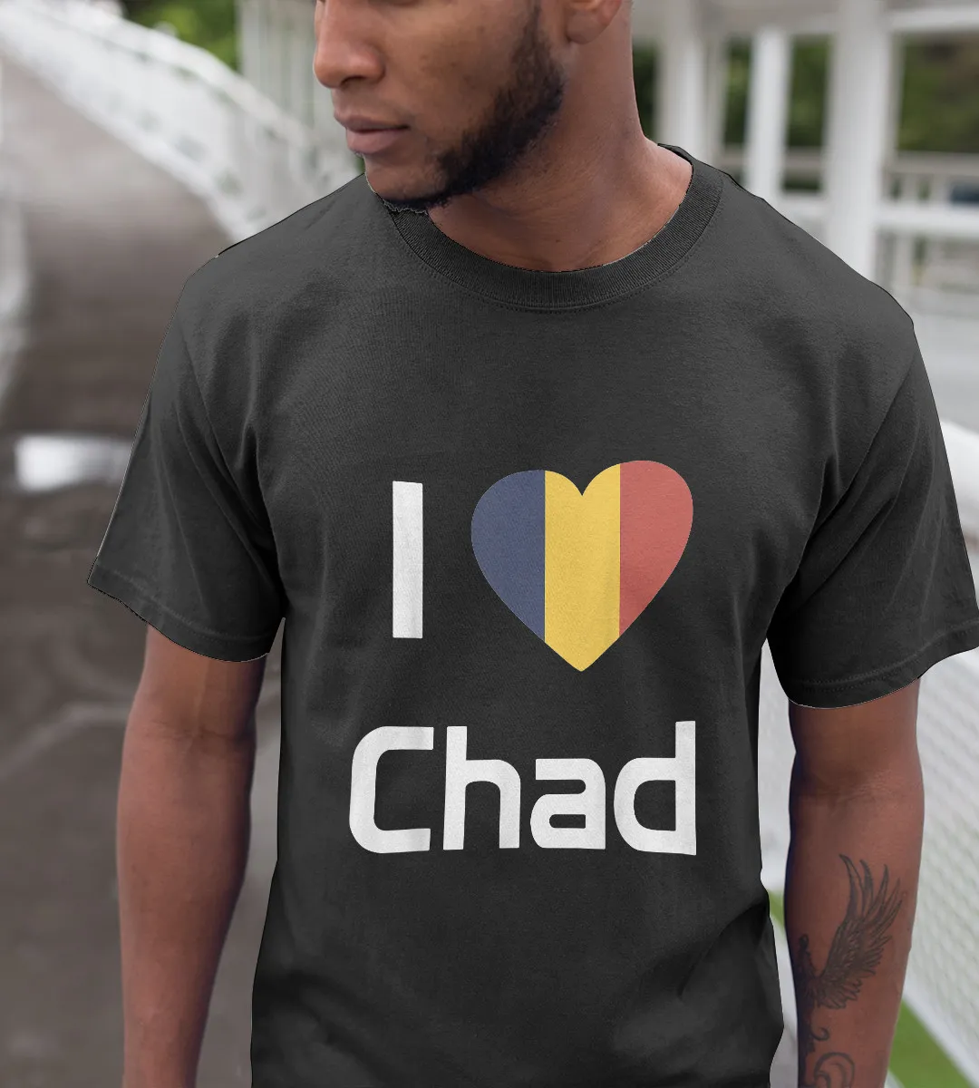 1sttheworld T-Shirt - I love Chad Flag T-Shirt Black A35