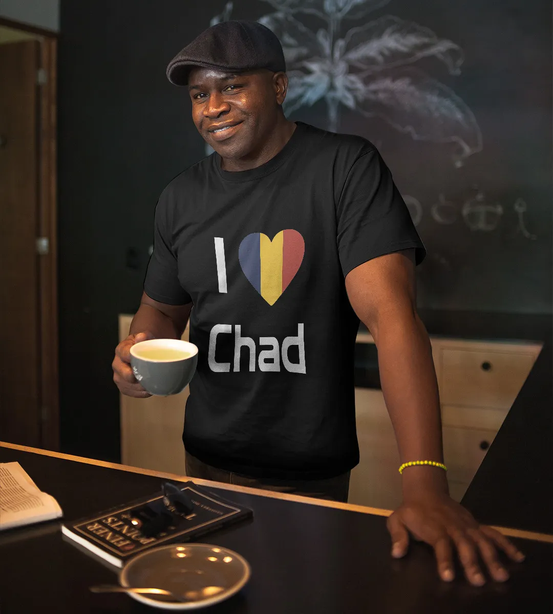 1sttheworld T-Shirt - I love Chad Flag T-Shirt Black A35