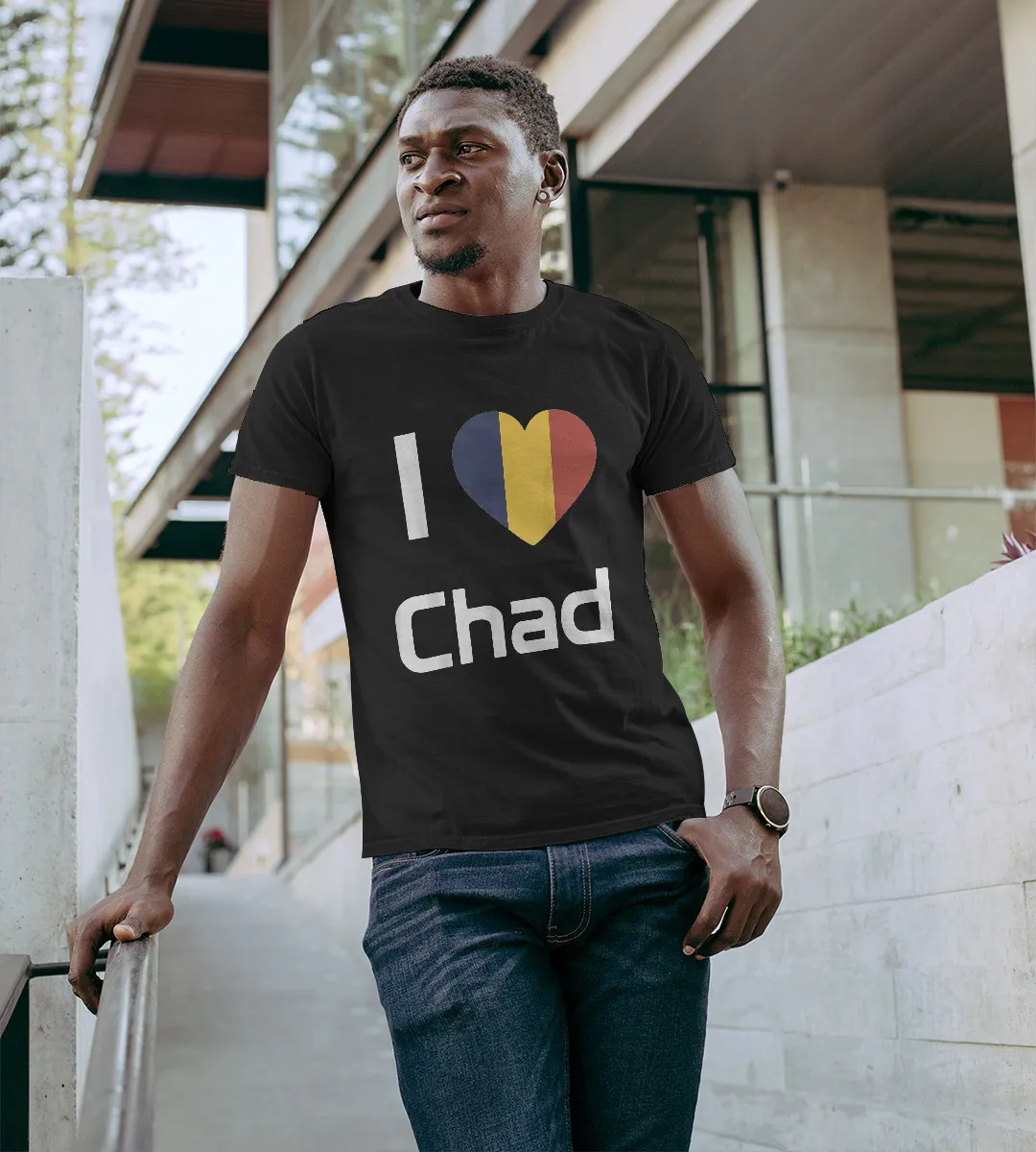 1sttheworld T-Shirt - I love Chad Flag T-Shirt Black A35