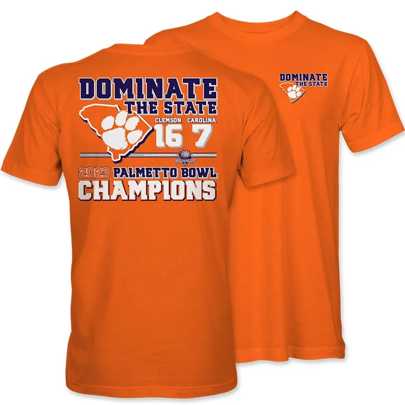 2023 Palmetto Bowl Champions Clemson Dominate Short Sleeve T-Shirt