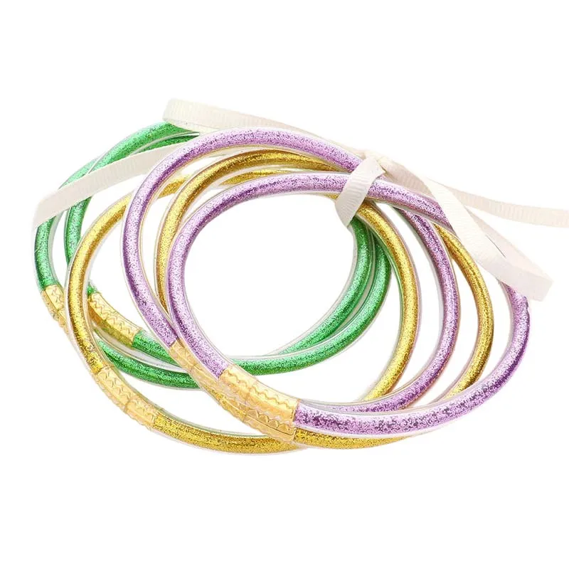 6PCS Glitter Jelly Tube Bangle Bracelets