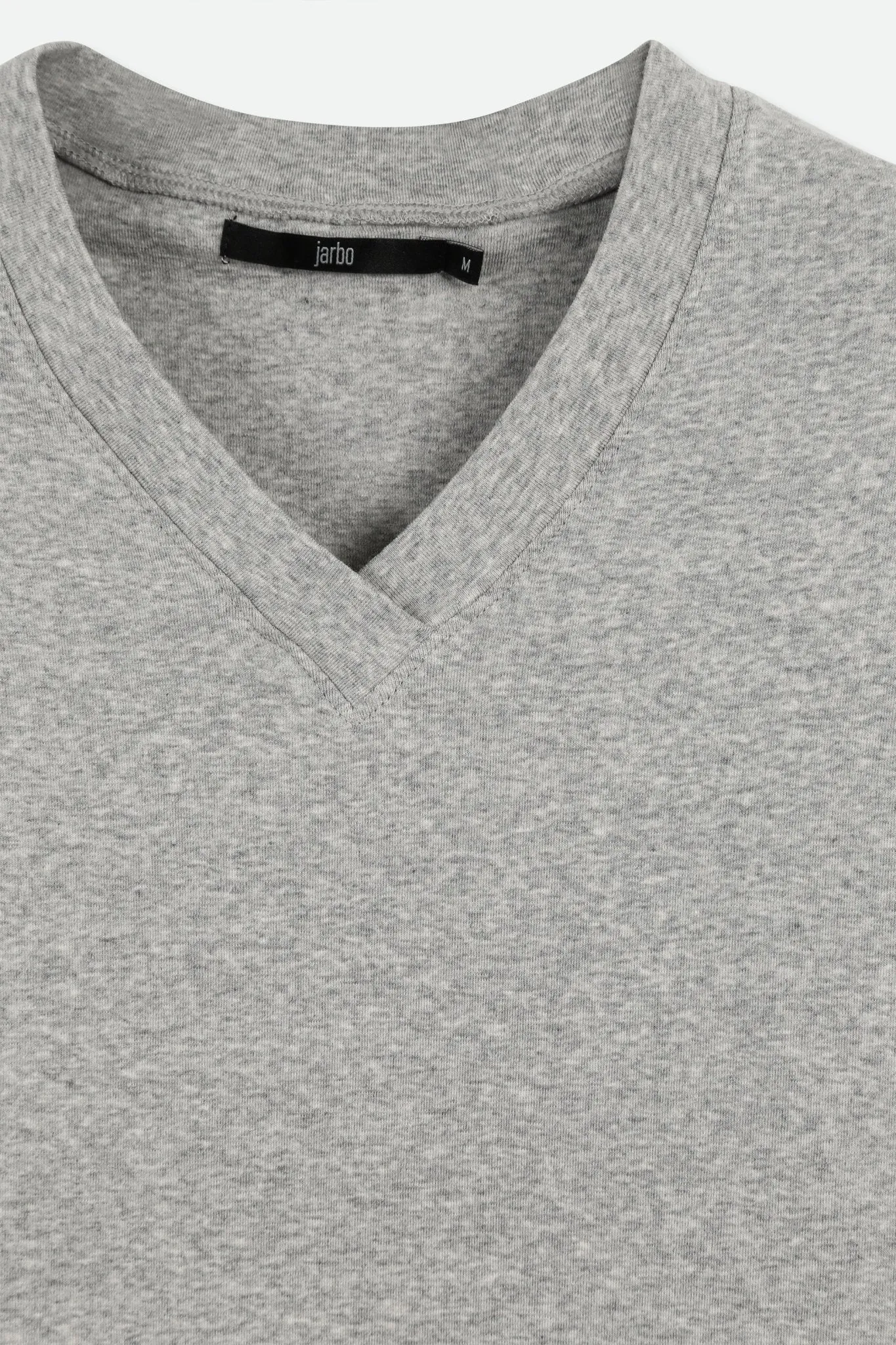 A LINE V NECK IN PIMA COTTON HEATHER MEDIUM GREY