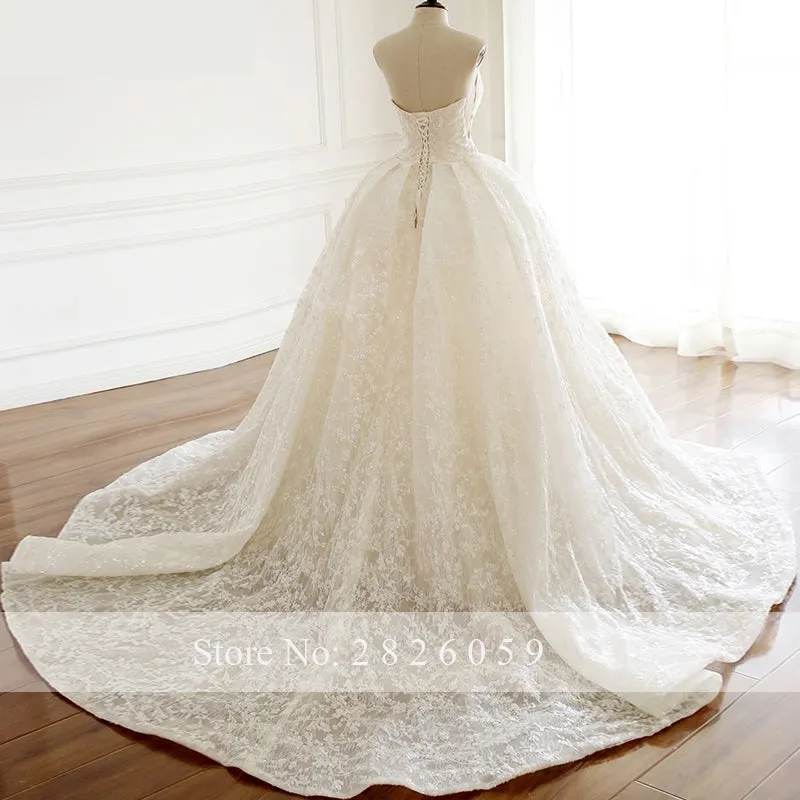 A-line V-neck Sleeveless Crystal Beaded Floor Length Wedding Dress