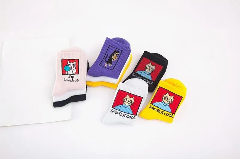 A pair of Japanese Harajuku Warm Socks for Women with Balloon Print