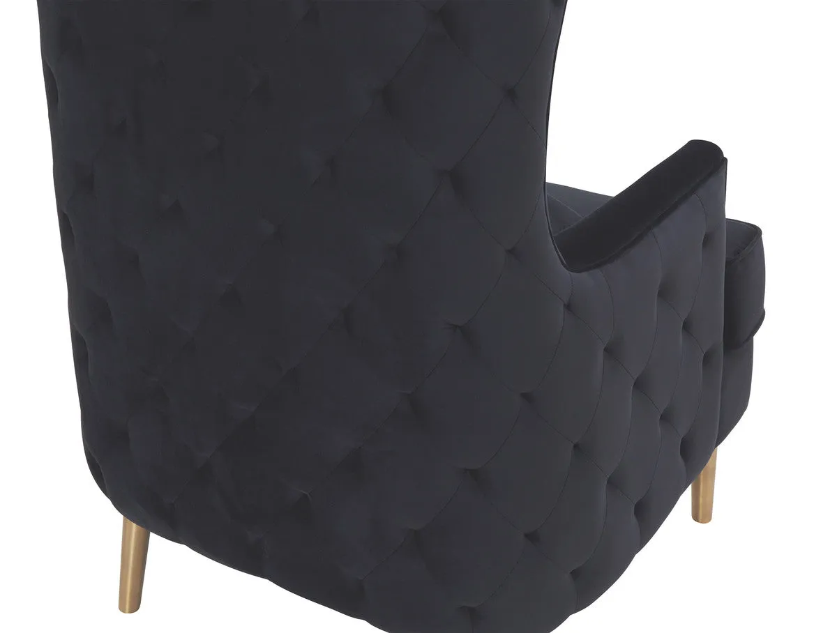 ALINA BLACK TALL TUFTED BLACK CHAIR