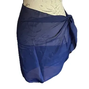 Blue Women's Short Sarong Beach Swim Pool Cover Up OS