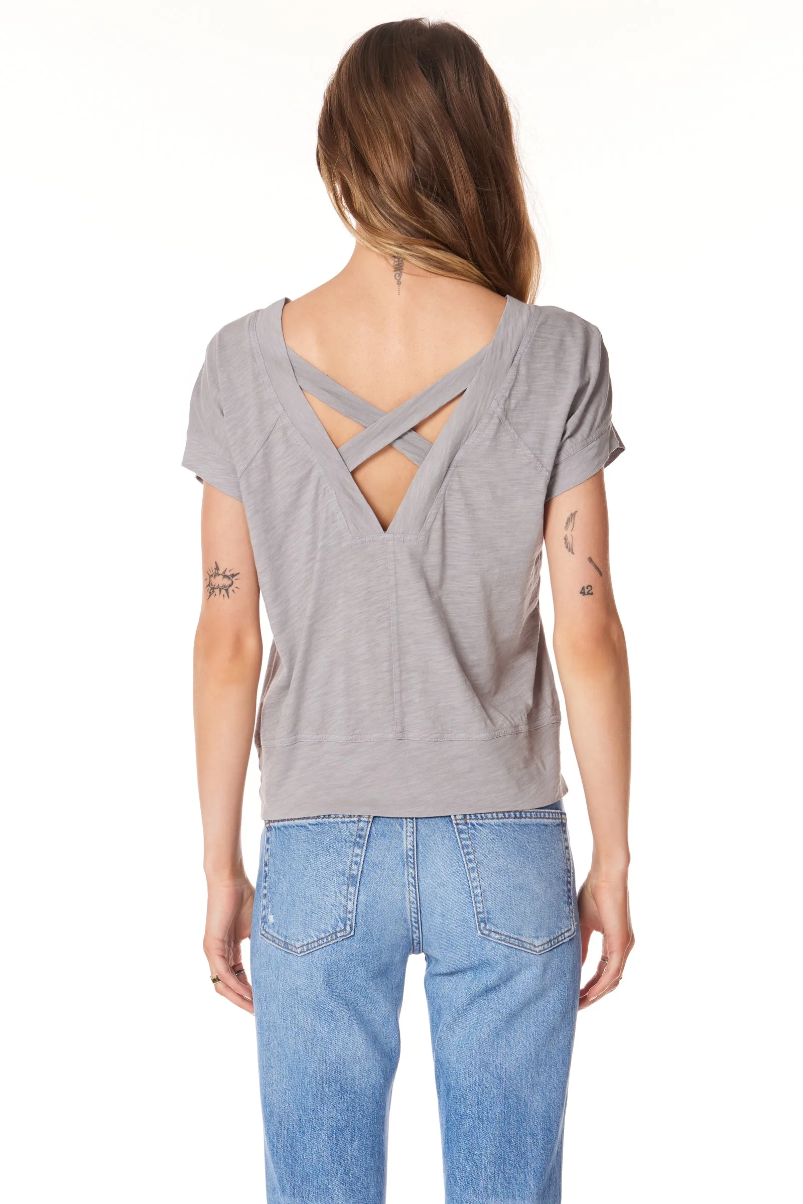 BOATNECK RAGLAN TEE WITH CUTOUT