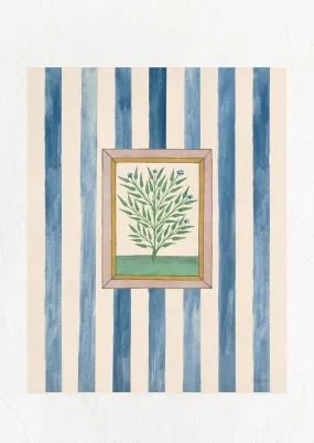 Book of Herbs Print in Blue Stripe