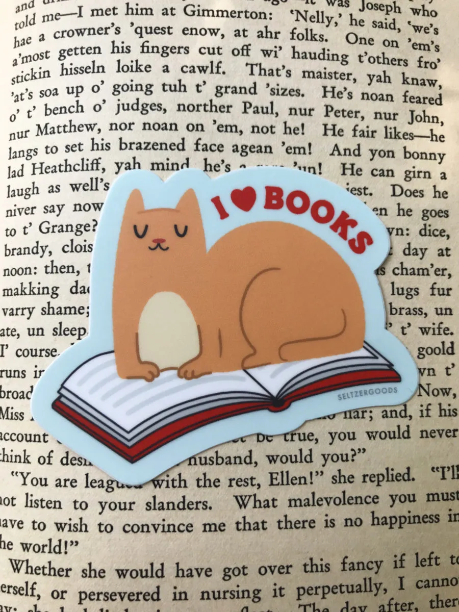 Book Sitting Cat Sticker