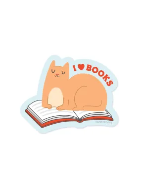 Book Sitting Cat Sticker