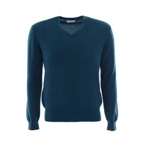 CASHMERE V NECK SWEATER TEAL