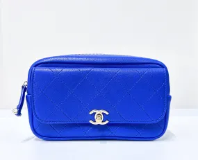 CHANEL Calfskin Casual Trip Waist Bag Blue