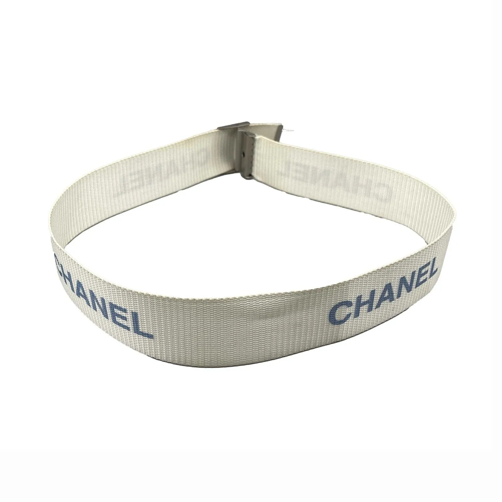 CHANEL - Vintage 99S 1999 Logo Adjustable Nylon Web - White - XS/S - Belt