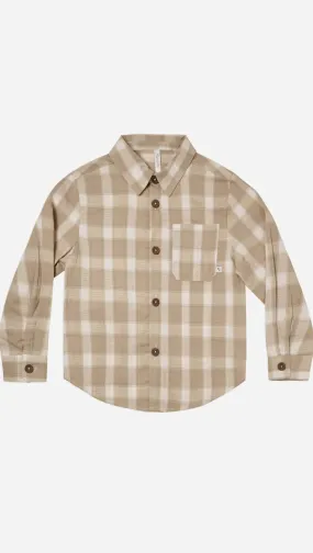 Collared Long Sleeve Shirt - Putty Plaid