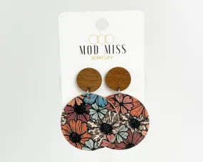 Cork Leather Round Earring Boho Daisy