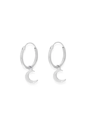 Crescent Moon Charm Hoops by boma