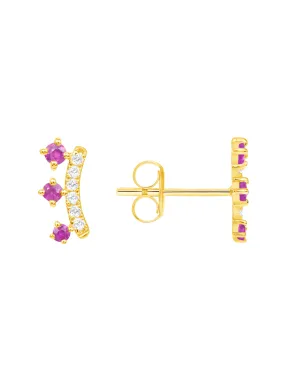 Crown Ruby Stud Earring 14K