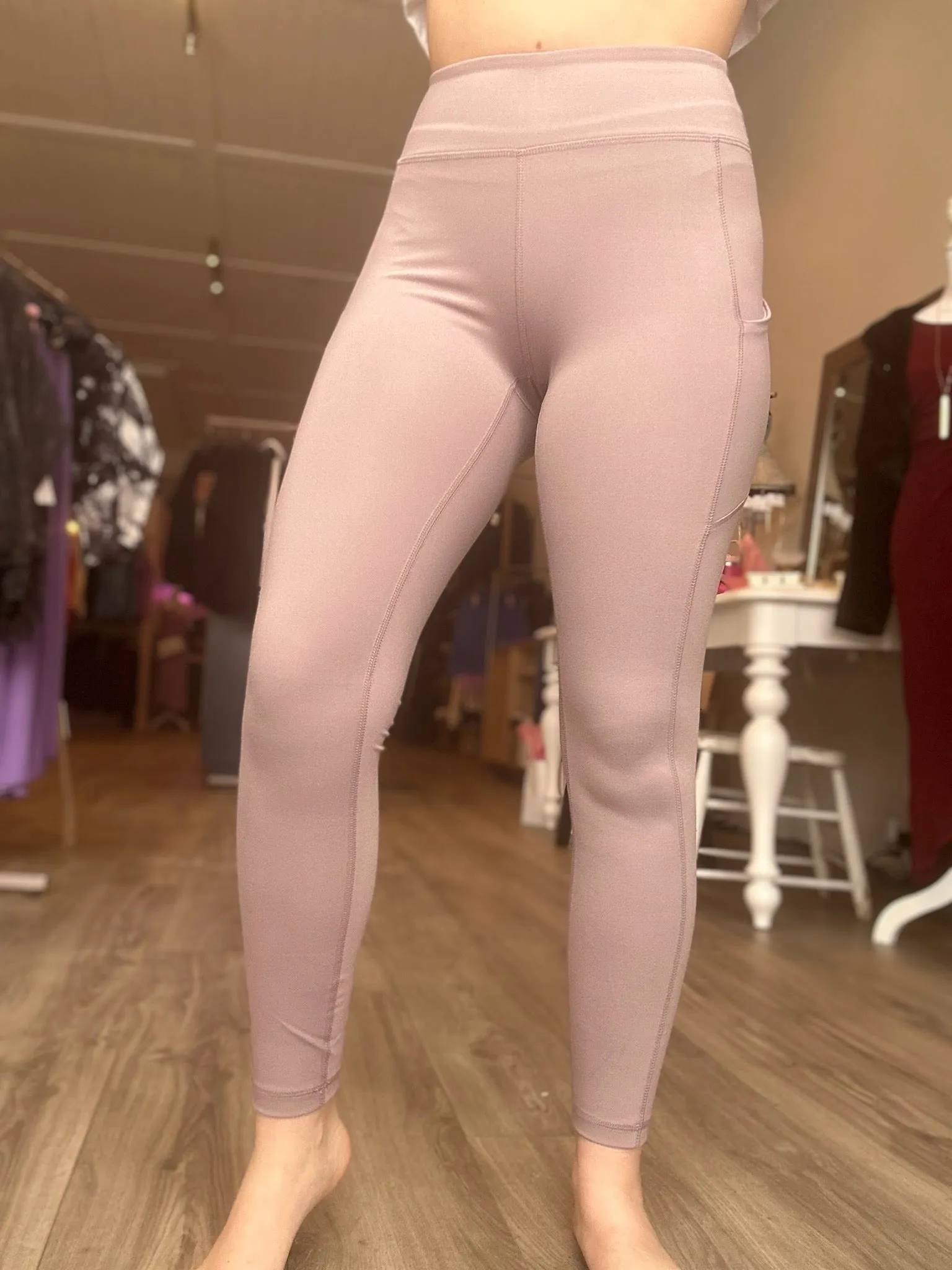 Dusty Mauve High Rise Pocket Leggings