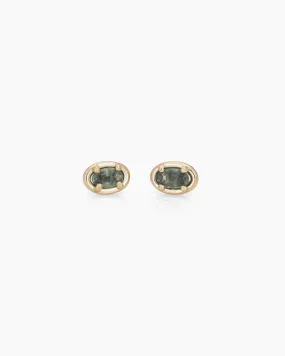 Ellipse Single Stud in Green Sapphire