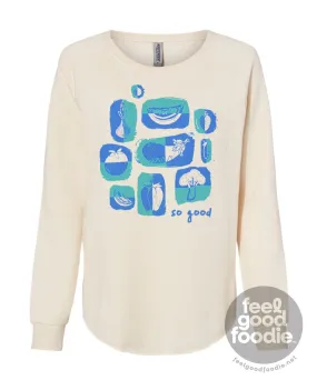 Feel Good Foodie™ | Linocut Flavor Pigment Dyed Crewneck Sweatshirt