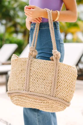 Heading Out Ivory Straw Braided Tote