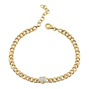 Heart Cuban Link Bracelet