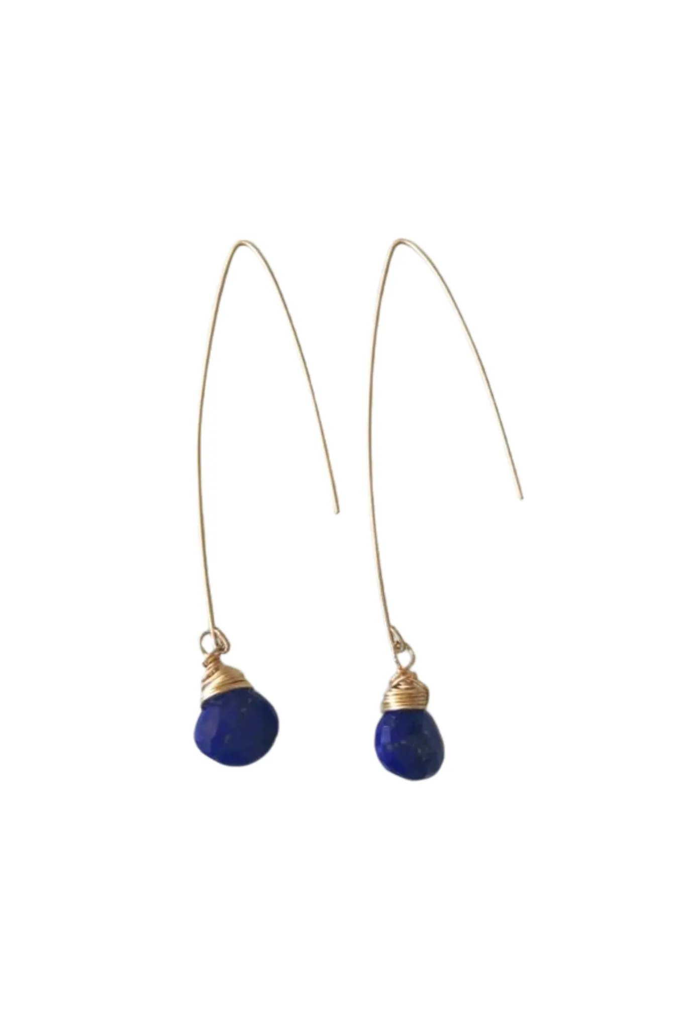 Jill Long Wire Drop Earrings in Sapphire