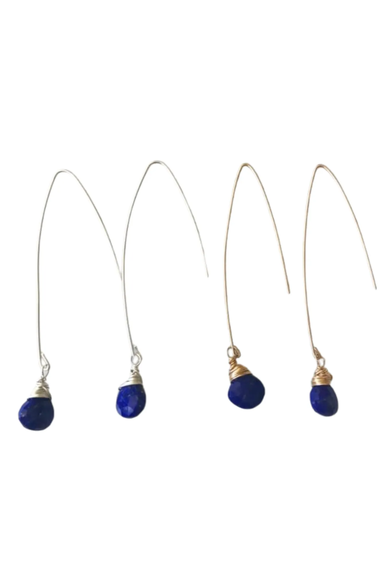 Jill Long Wire Drop Earrings in Sapphire