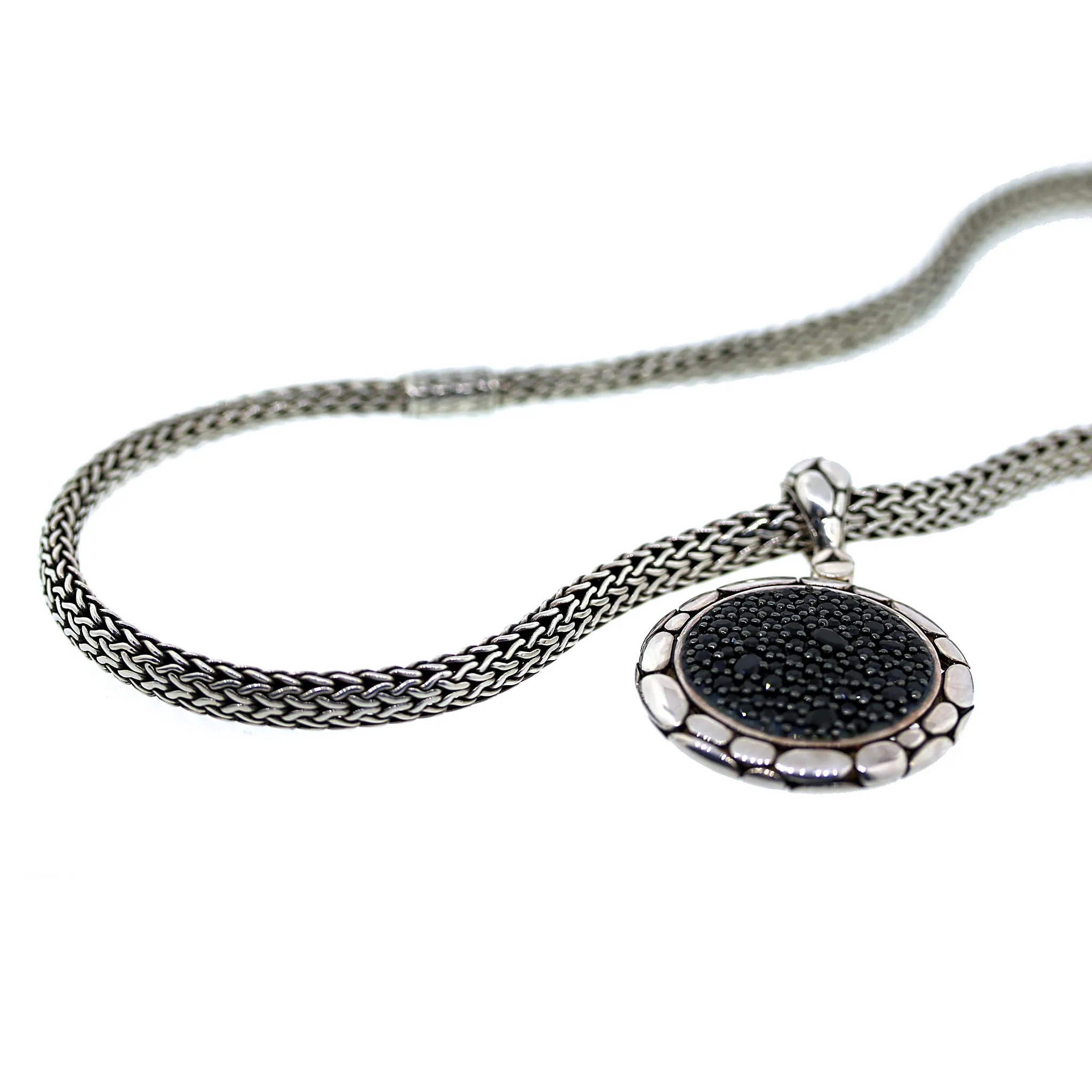 John Hardy Black Sapphire Kali Circle Pendant Necklace