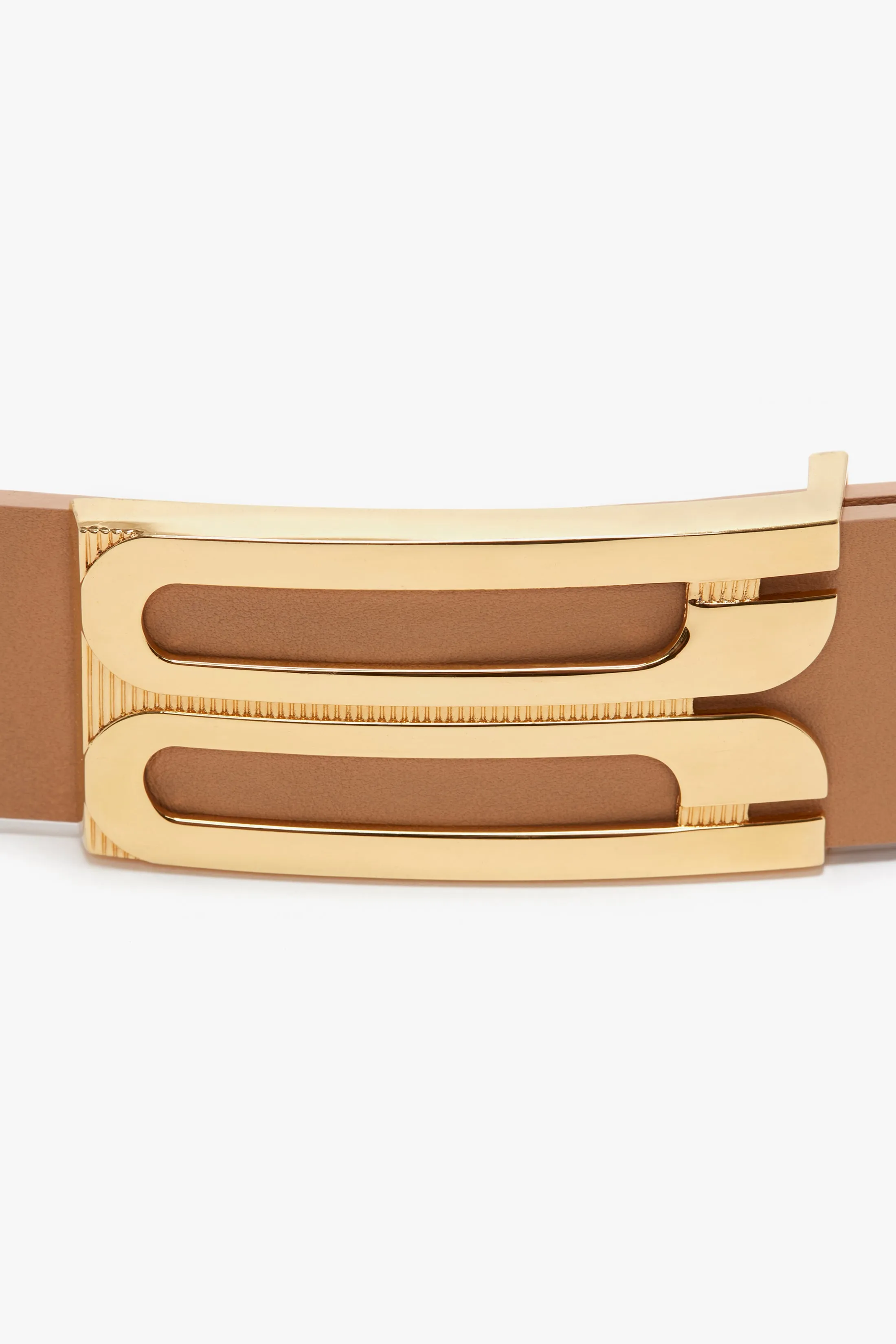 Jumbo Frame Belt In Camel Leather