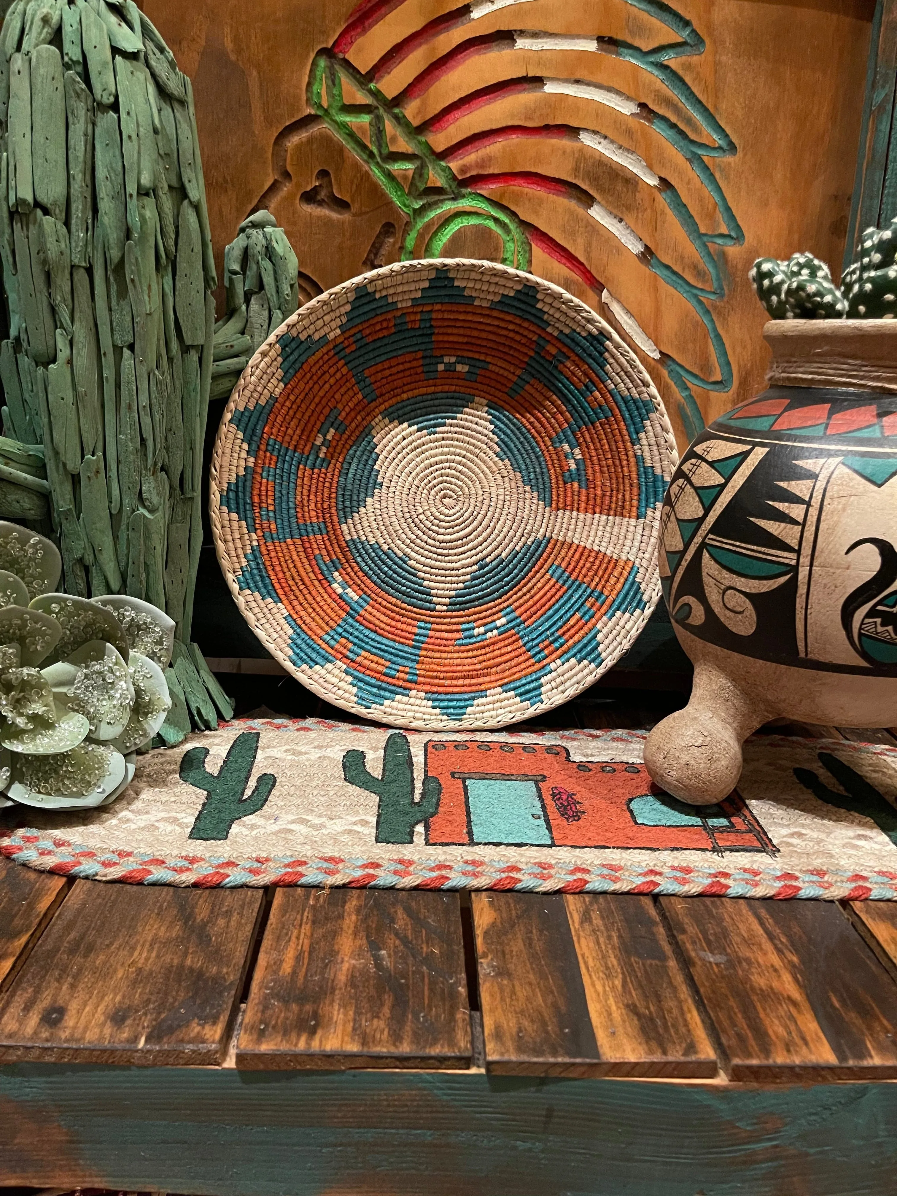 Large woven Southwest bowl or basket