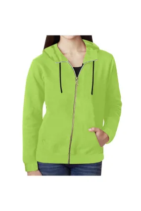 Lime Green All Over Print Full Zip Hoodie for Women (Model H14)