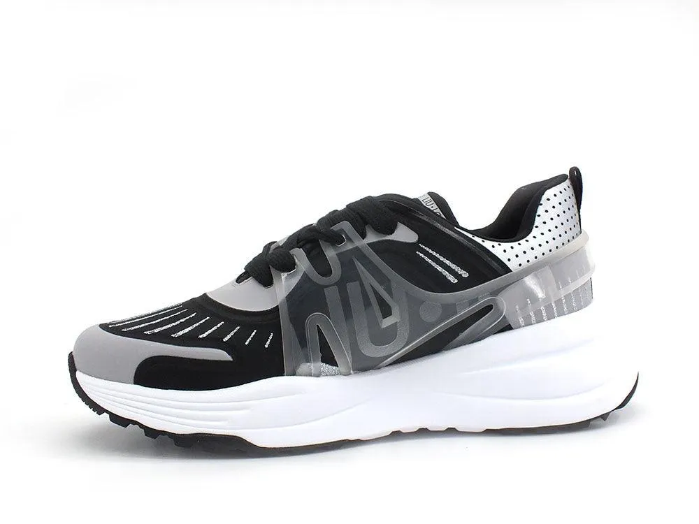 LIU JO 12:12 01 Sneaker Spreading Lycra White Black Silver BA2141EX018