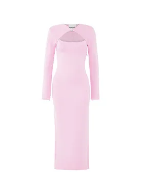 Long Sleeve Knit Midi Dress in Pink