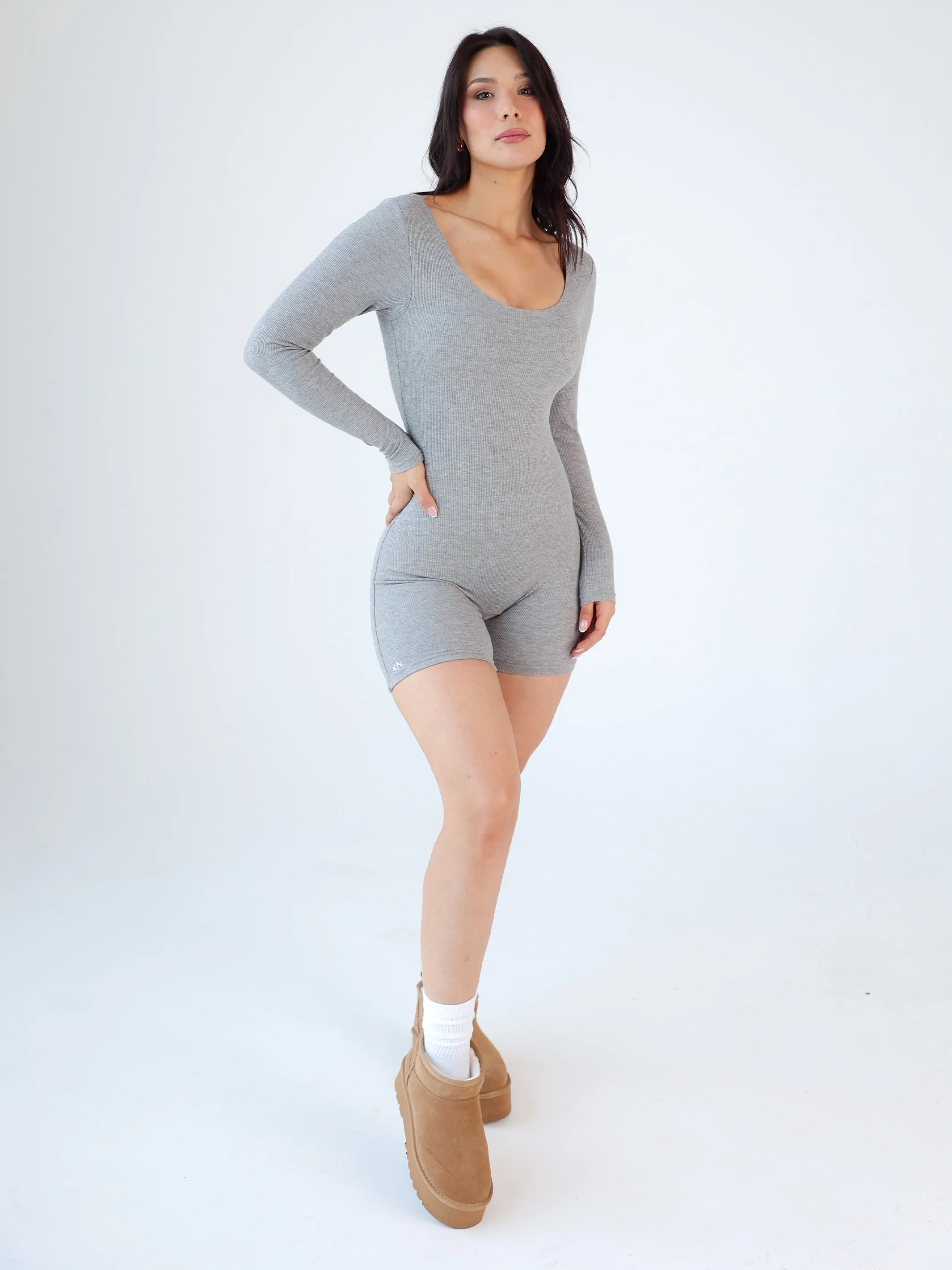 Long Sleeve Scoop Neck Brami Romper