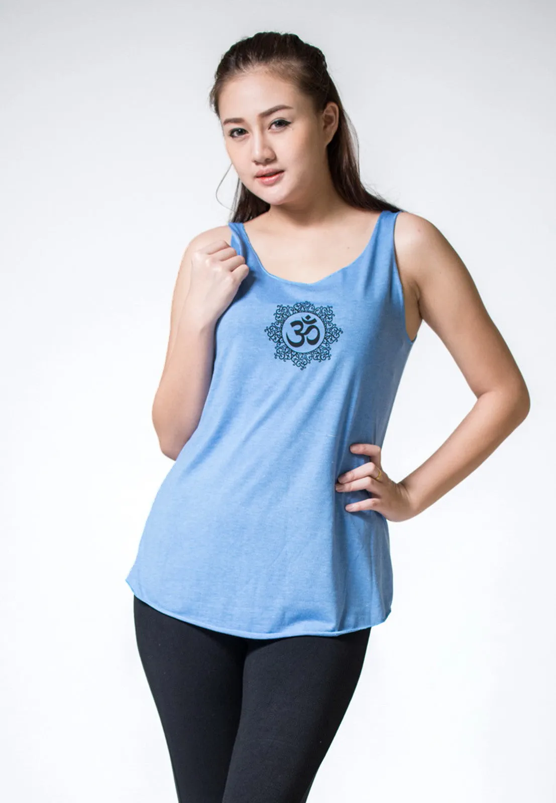 Loose Soft Vintage Style Women's Tank Tops Om Blue