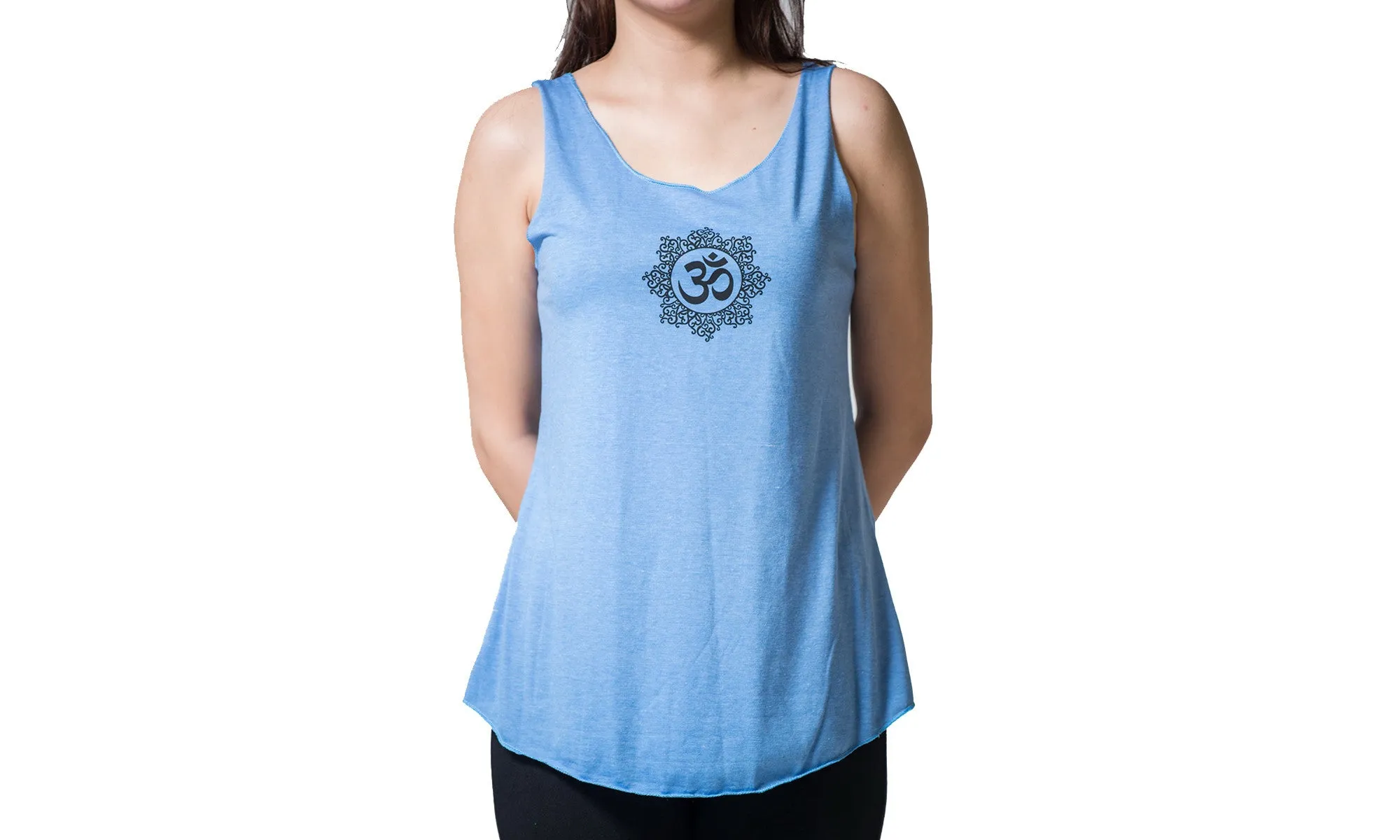 Loose Soft Vintage Style Women's Tank Tops Om Blue