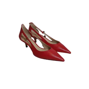 Massimo Dutti Red Pointed Kitten-heel Pumps | Brand New |