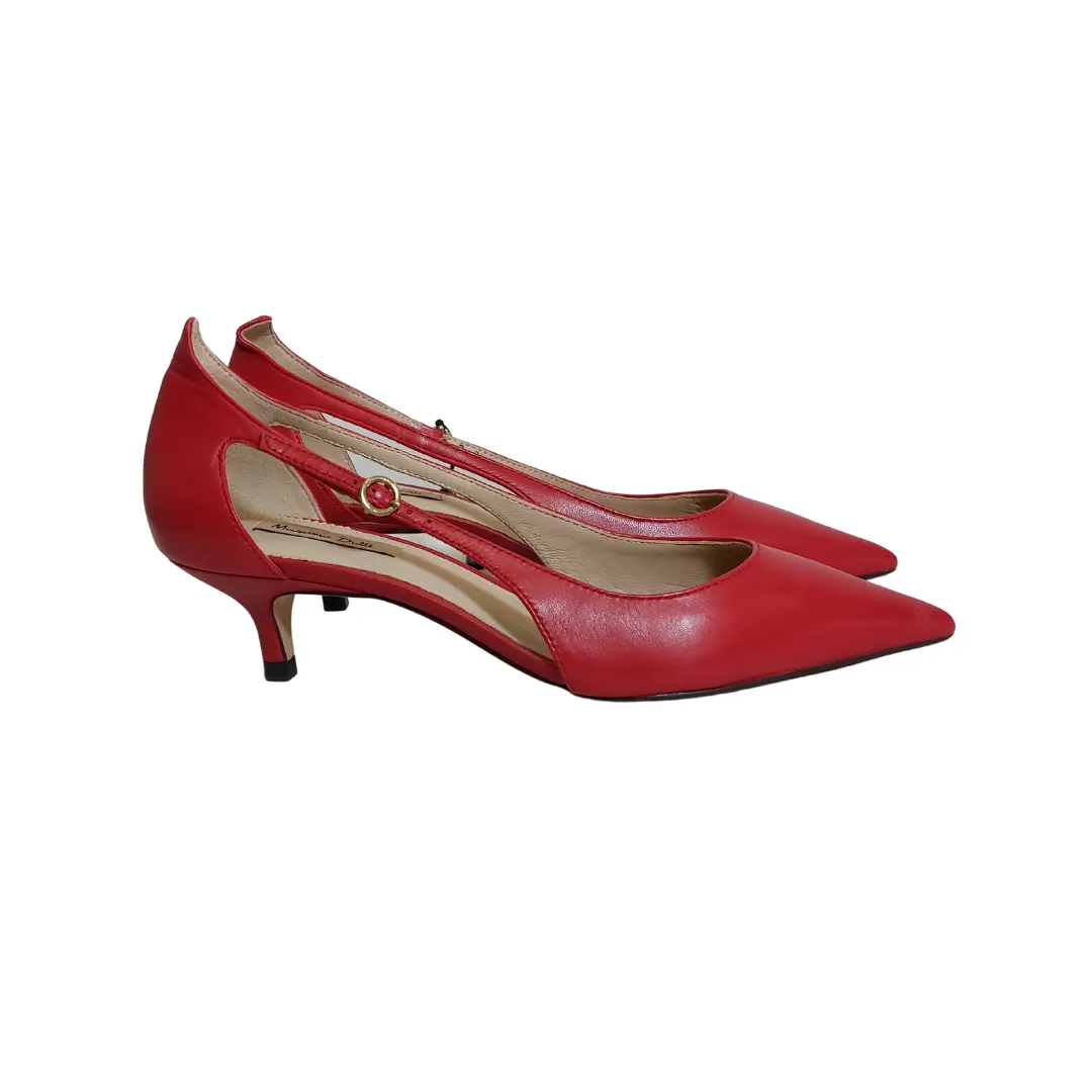 Massimo Dutti Red Pointed Kitten-heel Pumps | Brand New |